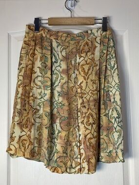 Vintage 90s Skort Floral Tapestry Print High Waist Cottagecore Size 16 Canadian